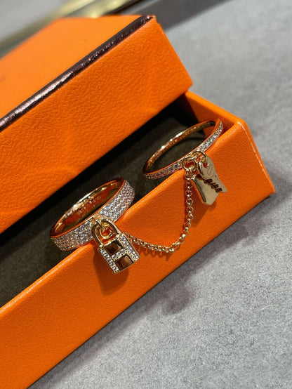 [Cadisa]HM KELLY CLOCHETTE DOUBLE RING IN  WITH DIAMONDS