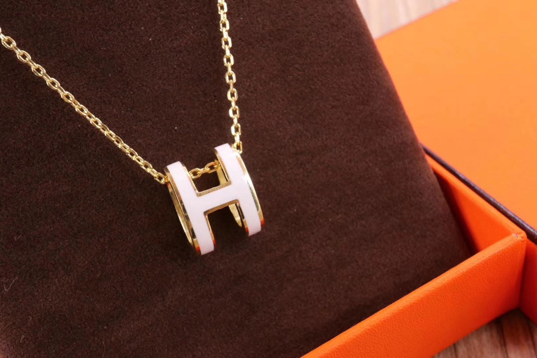 [Cadisa]HM CLIC YELLOW ENAMEL GOLD NECKLACE