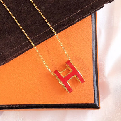 [Cadisa]HM CLIC RED ENAMEL GOLD NECKLACE
