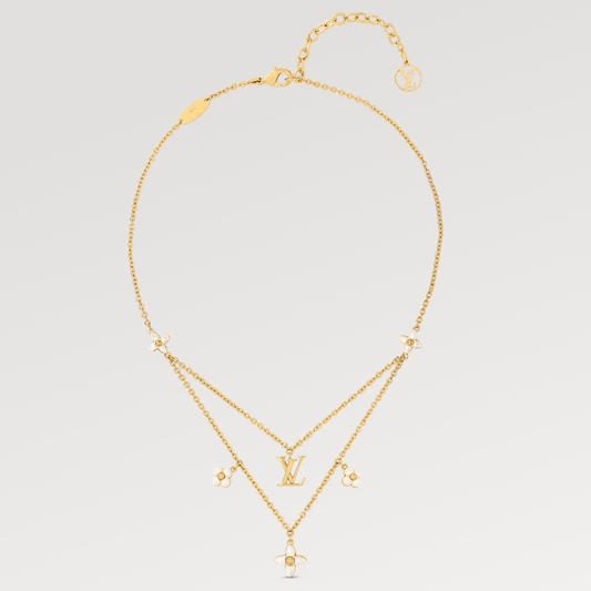 [Cadisa]FLOWERGRAM GOLD MOP DOUBLE ROW NECKLACE