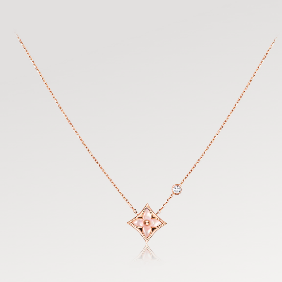 [Cadisa]STAR PINK MOP 1 DIAMOND PINK GOLD NECKLACE