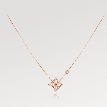 [Cadisa]STAR PINK MOP 1 DIAMOND PINK GOLD NECKLACE