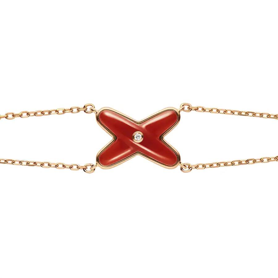 [Cadisa]JEUX BRACELET CARNELIAN PINK GOLD 1 DIAMOND