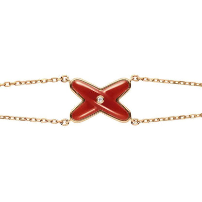 [Cadisa]JEUX BRACELET CARNELIAN PINK GOLD 1 DIAMOND