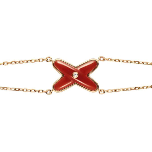 [Cadisa]JEUX BRACELET CARNELIAN PINK GOLD 1 DIAMOND