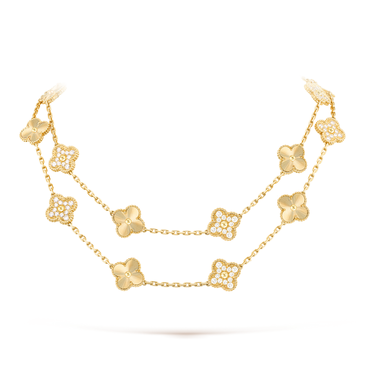 [Cadisa]CLOVER 20 MOTIFS LASER DIAMOND NECKLACE