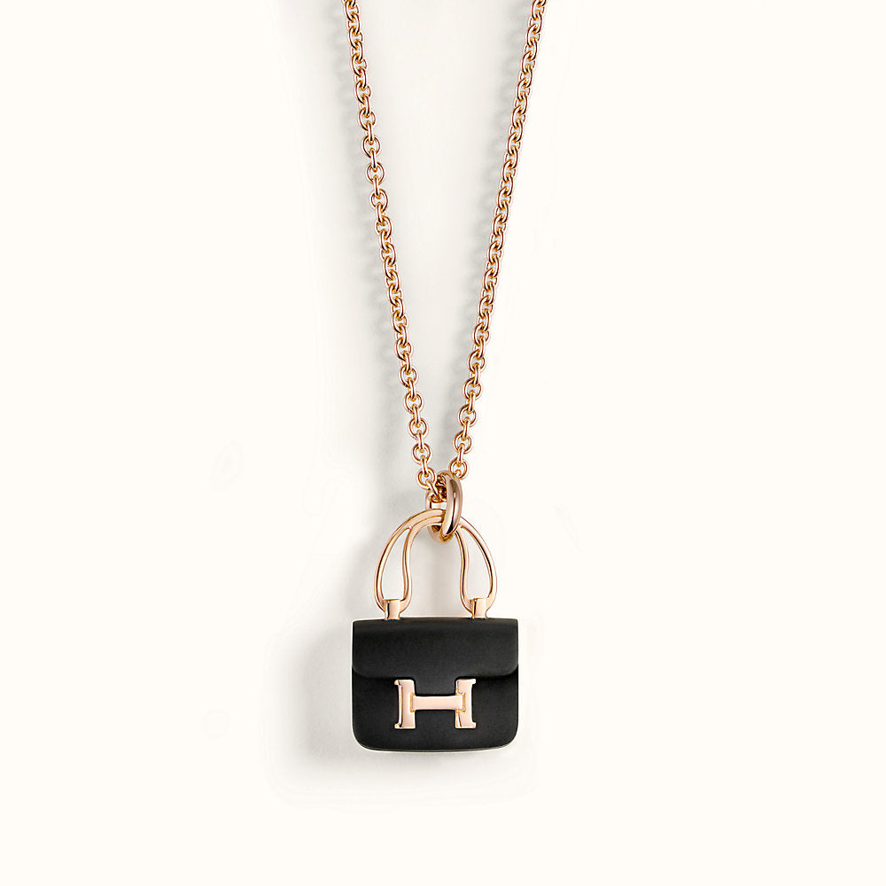 [Cadisa]CONSTANCE BLACK PEDANT PINK GOLD NECKLACE