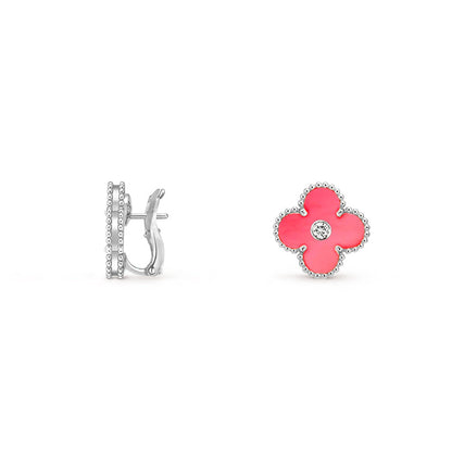 [Cadisa]CLOVER SILVER 15MM MOP DIAMOND EARRINGS COLLECTION