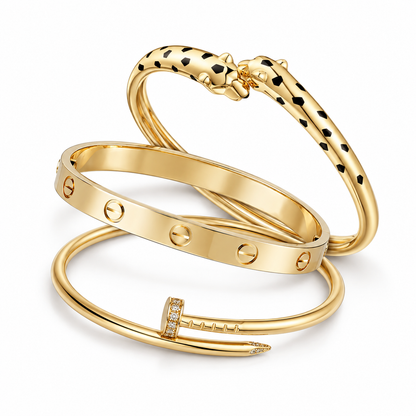 [Cadisa] Panth¨¨re & LOVE  & JUSTE  Diamond Bracelet Stack Set