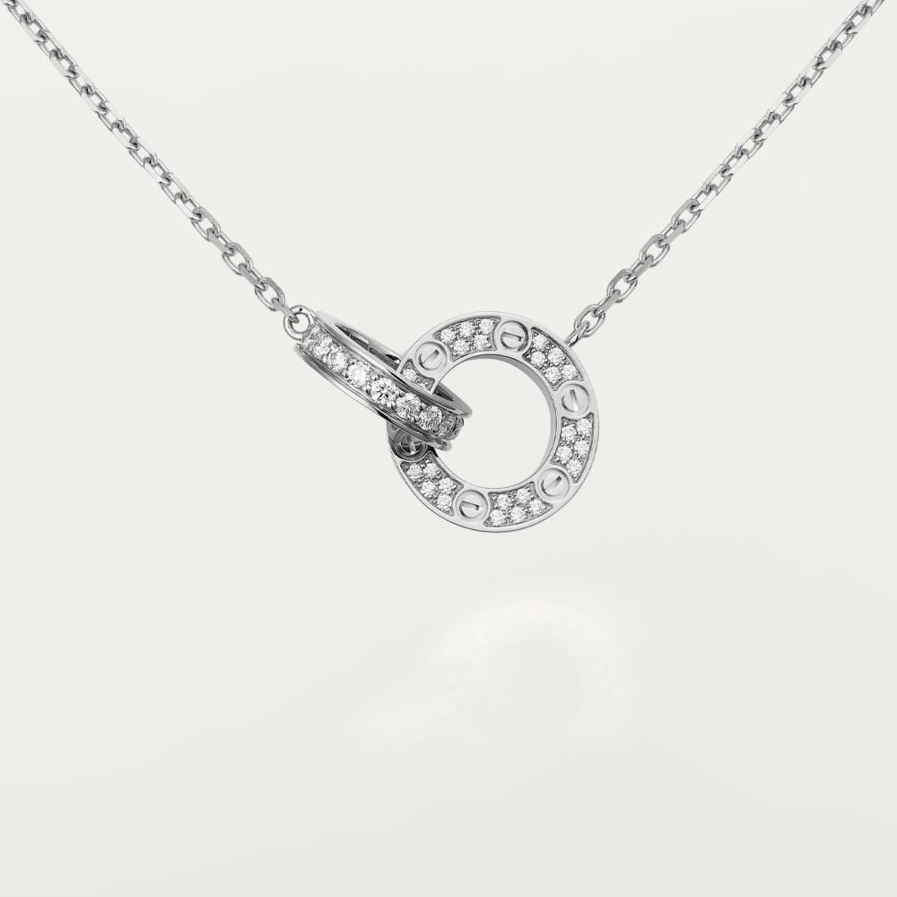[Cadisa] LOVE  FULL DIAMOND PENDANT NECKLACE