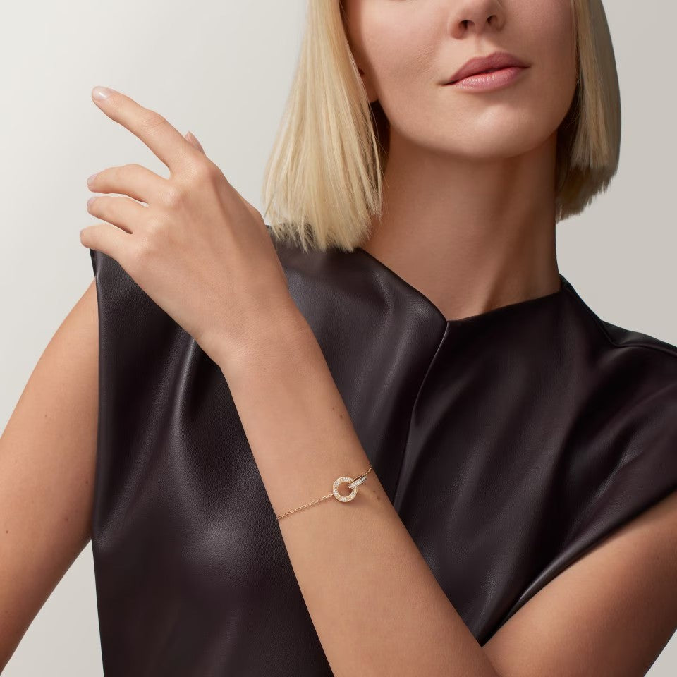 [Cadisa] LOVE DOUBLE RING FULL DIAMOND BRACELET