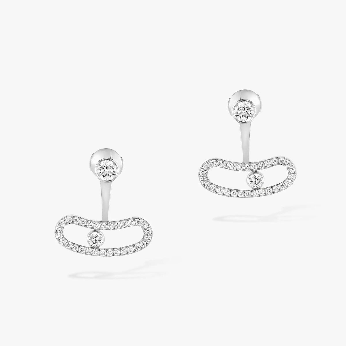 [Cadisa]MOVE UNO SILVER DIAMOND EARRINGS