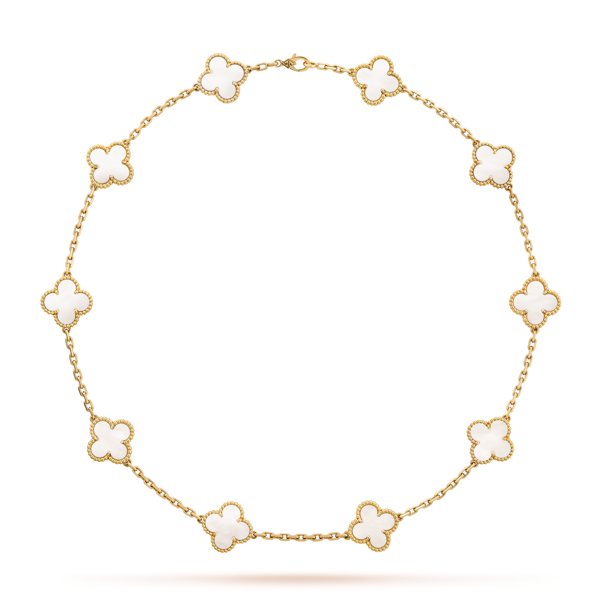 [Cadisa]CLOVER 10 MOTIFS WHITE MOTHER OF PEARL NECKLACE