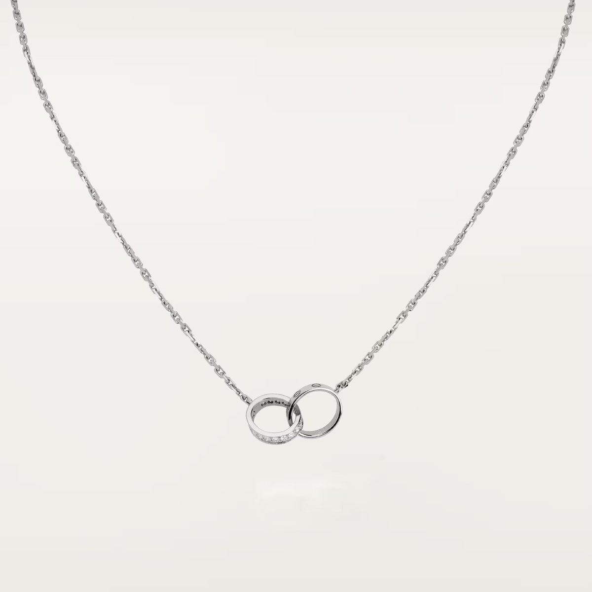 [Cadisa] LOVE DOUBLE RING HALF DIAMOND NECKLACE