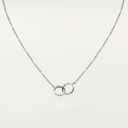 [Cadisa] LOVE DOUBLE RING HALF DIAMOND NECKLACE