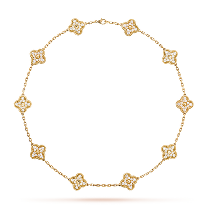 [Cadisa]CLOVER 10 MOTIFS DIAMOND NECKLACE