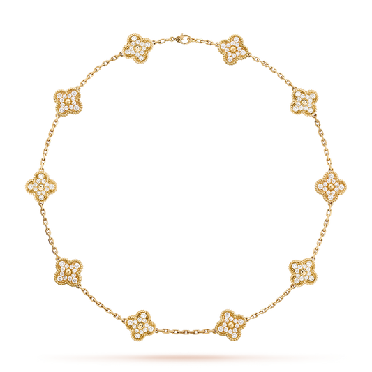 [Cadisa]CLOVER 10 MOTIFS DIAMOND NECKLACE