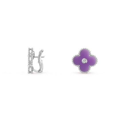 [Cadisa]CLOVER SILVER 15MM MOP DIAMOND EARRINGS COLLECTION