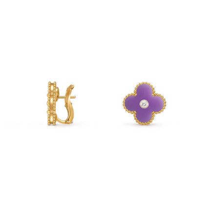 [Cadisa]CLOVER 15MM MOP DIAMOND EARRINGS COLLECTION