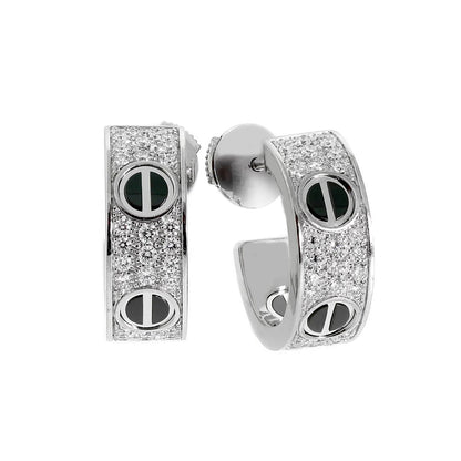 [Cadisa] LOVE CERAMIC DIAMOND PAVED SILVER EARRINGS