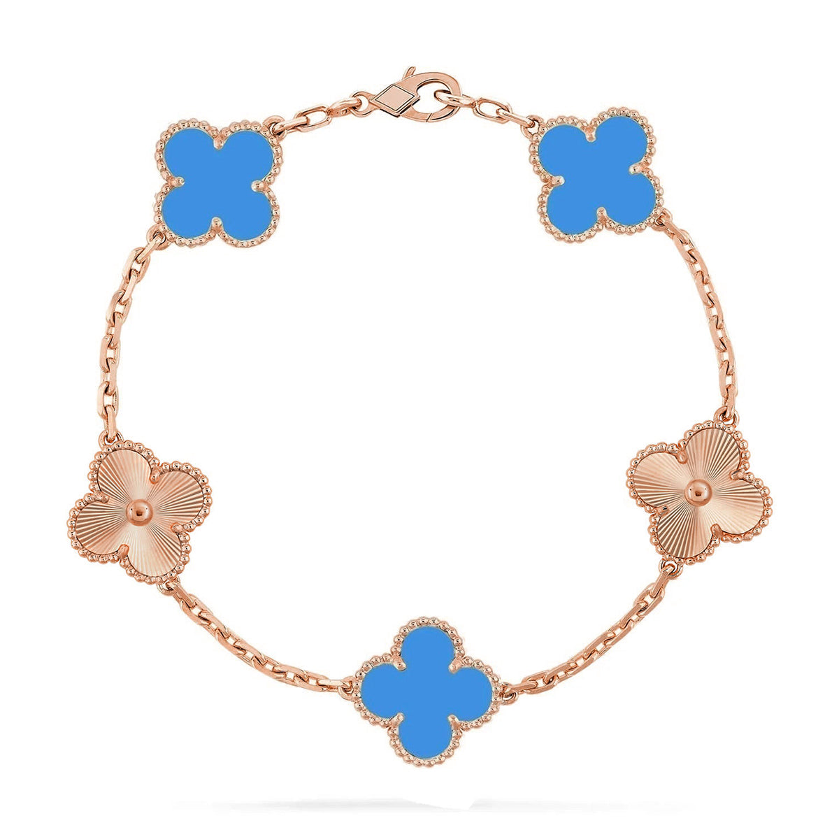 [Cadisa] CLOVER 5 MOTIF BLUE AGATE BRACELET COLLECTION