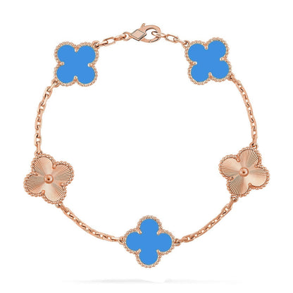 [Cadisa] CLOVER 5 MOTIF BLUE AGATE BRACELET COLLECTION