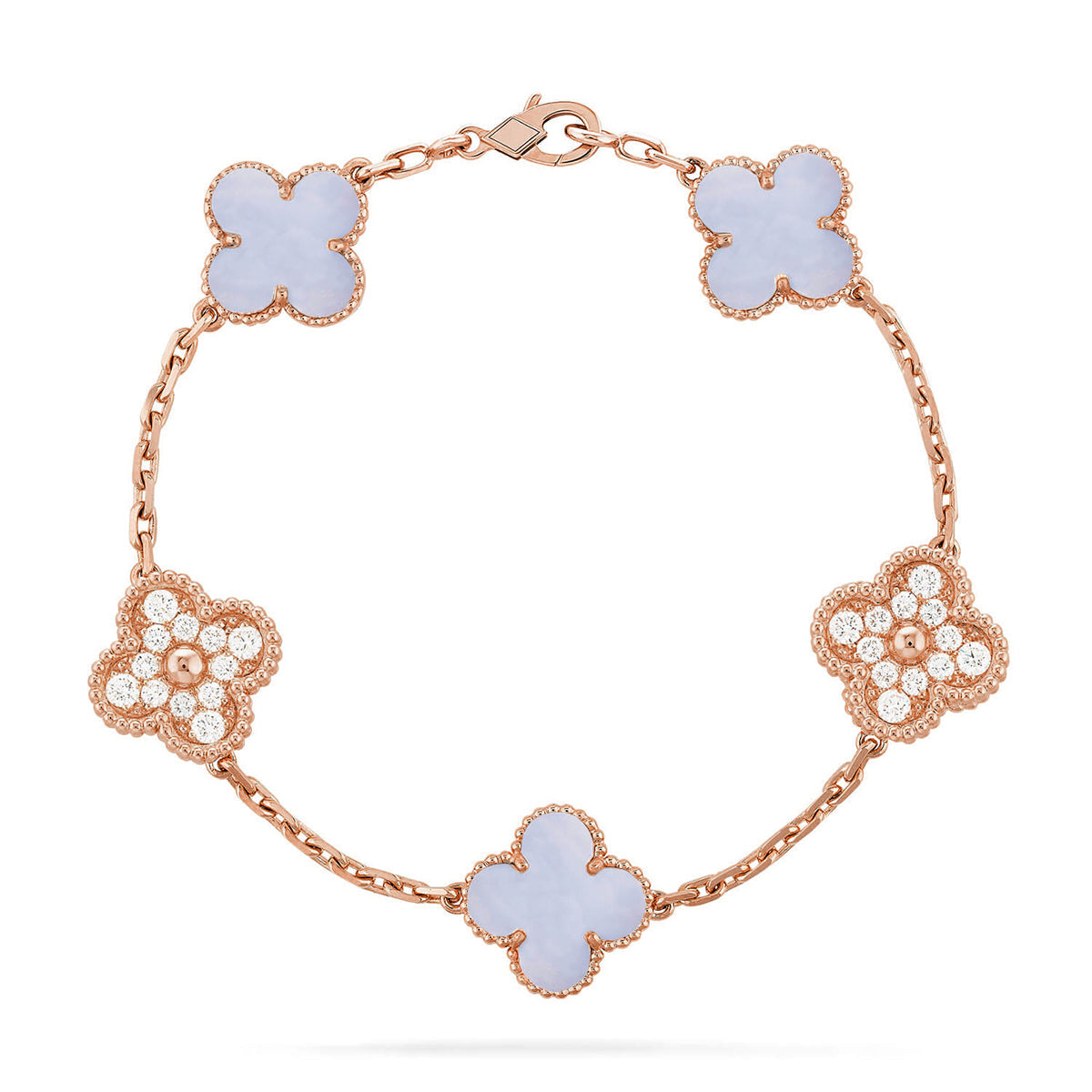 [Cadisa] CLOVER 5 MOTIF PURPLE CHALCEDONY BRACELET COLLECTION