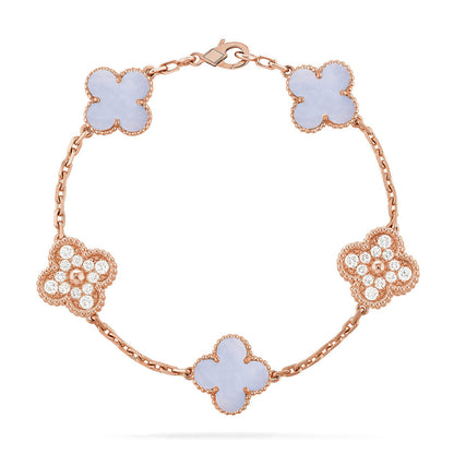[Cadisa] CLOVER 5 MOTIF PURPLE CHALCEDONY BRACELET COLLECTION