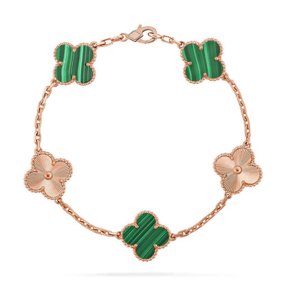 [Cadisa] CLOVER 5 MOTIF MALACHITE BRACELET COLLECTION