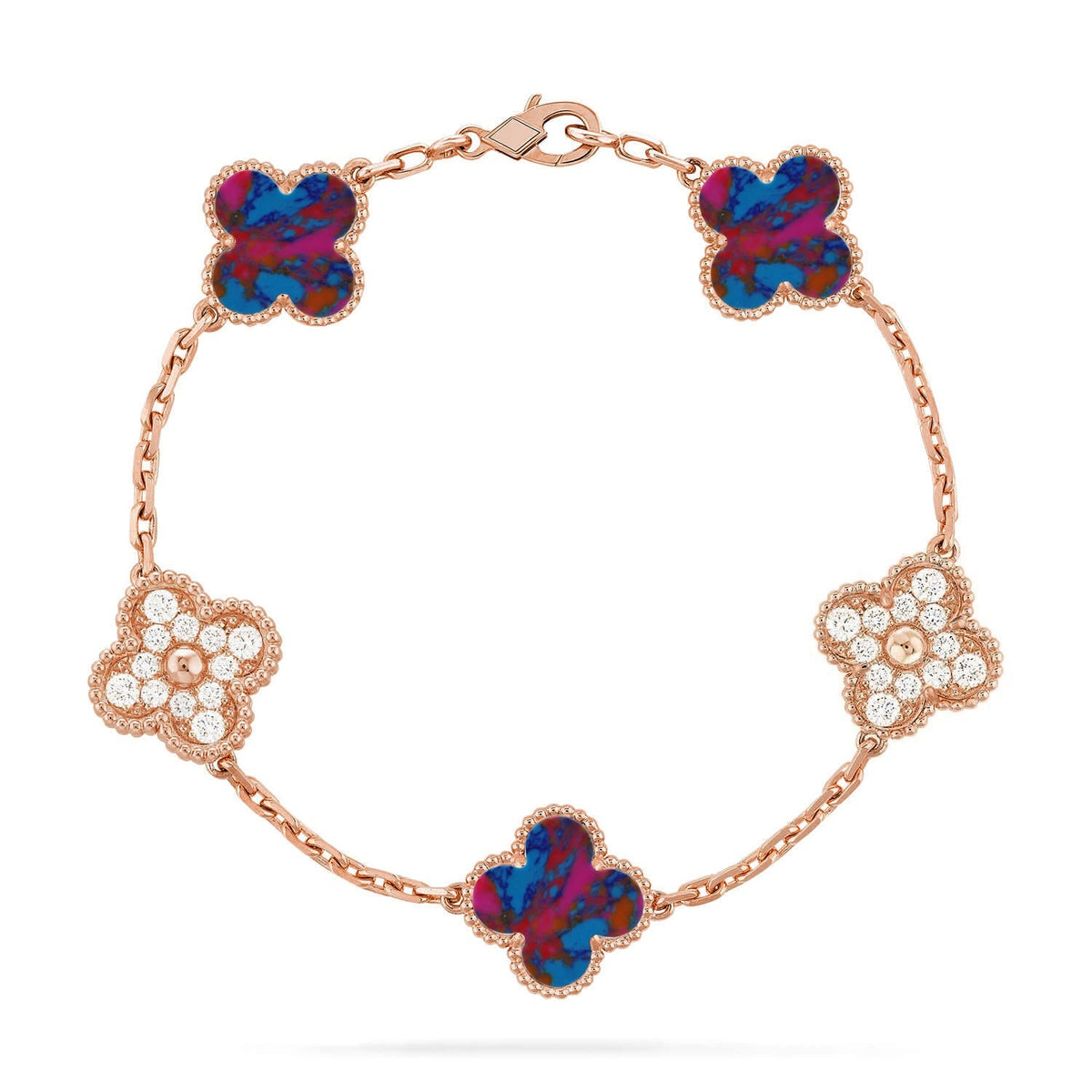 [Cadisa]CLOVER 5 MOTIF COLOR GEMSTONES BRACELET COLLECTION