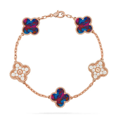 [Cadisa]CLOVER 5 MOTIF COLOR GEMSTONES BRACELET COLLECTION