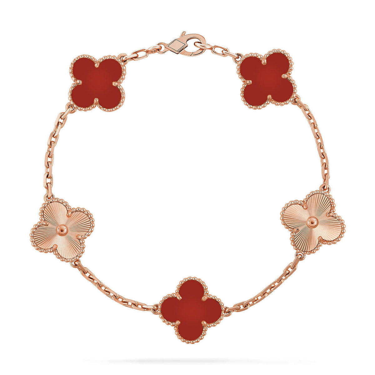 [Cadisa] CLOVER 5 MOTIF RED CORNELIAN BRACELET COLLECTION