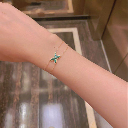 [Cadisa]JEUX BRACELET MALACHITE PINK GOLD 1 DIAMOND