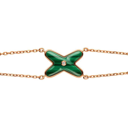 [Cadisa]JEUX BRACELET MALACHITE PINK GOLD 1 DIAMOND