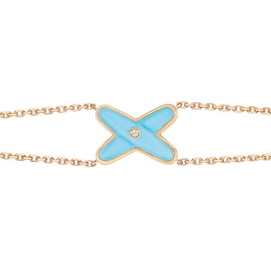 [Cadisa]JEUX BRACELET TURQUOISE PINK GOLD 1 DIAMOND