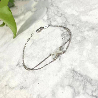 [Cadisa]JEUX BRACELET WHITE MOP SILVER 1 DIAMOND