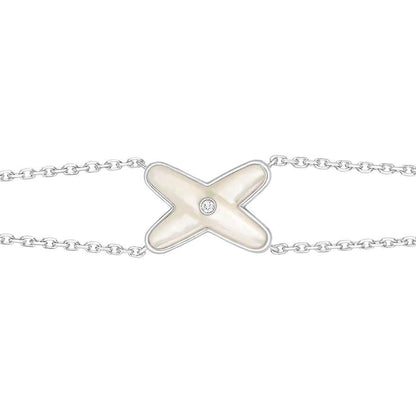 [Cadisa]JEUX BRACELET WHITE MOP SILVER 1 DIAMOND