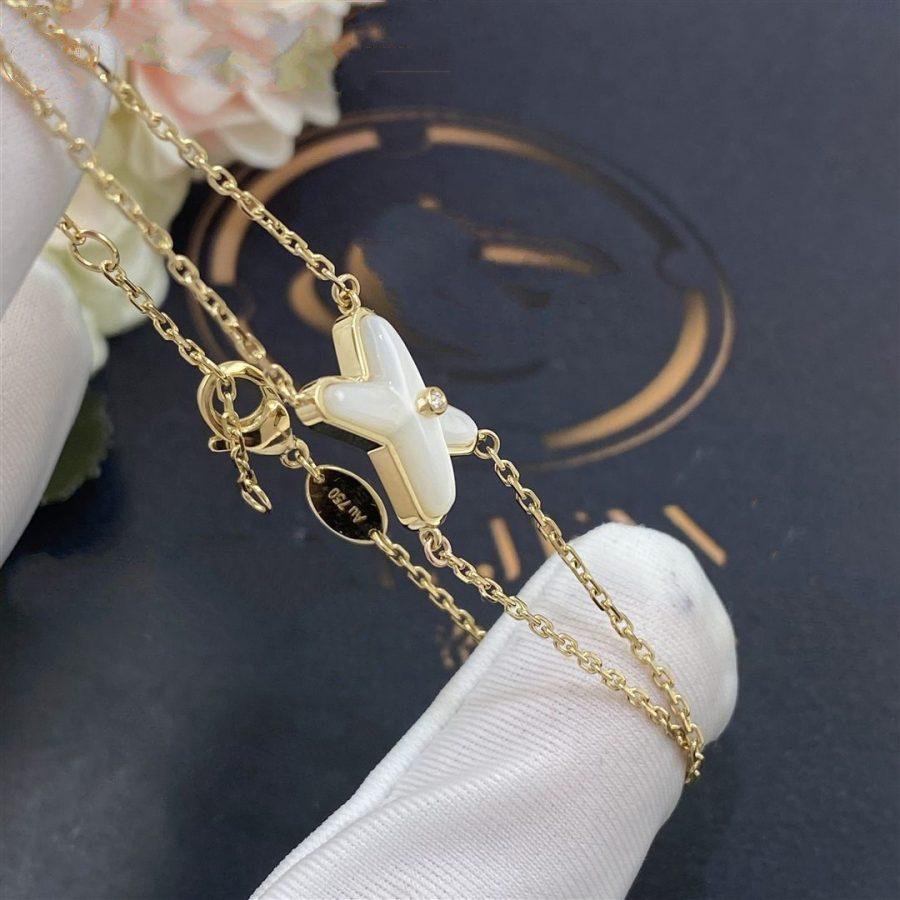 [Cadisa]JEUX BRACELET WHITE MOP GOLD 1 DIAMOND