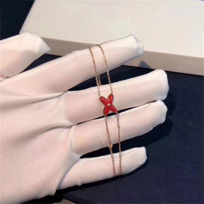 [Cadisa]JEUX BRACELET CARNELIAN PINK GOLD 1 DIAMOND