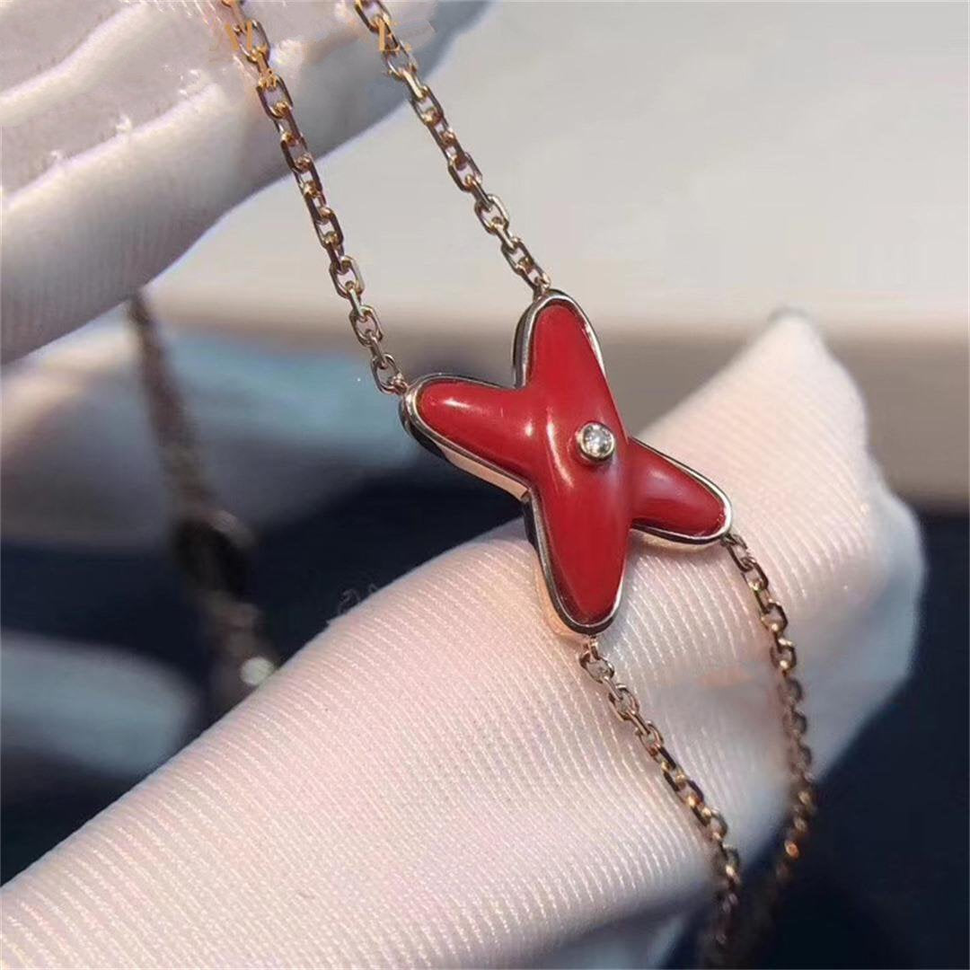 [Cadisa]JEUX BRACELET CARNELIAN PINK GOLD 1 DIAMOND