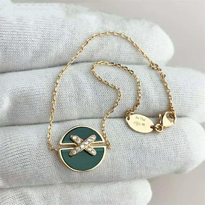 [Cadisa]JEUX DE BRACELET MALACHITE PINK GOLD DIAMONDS