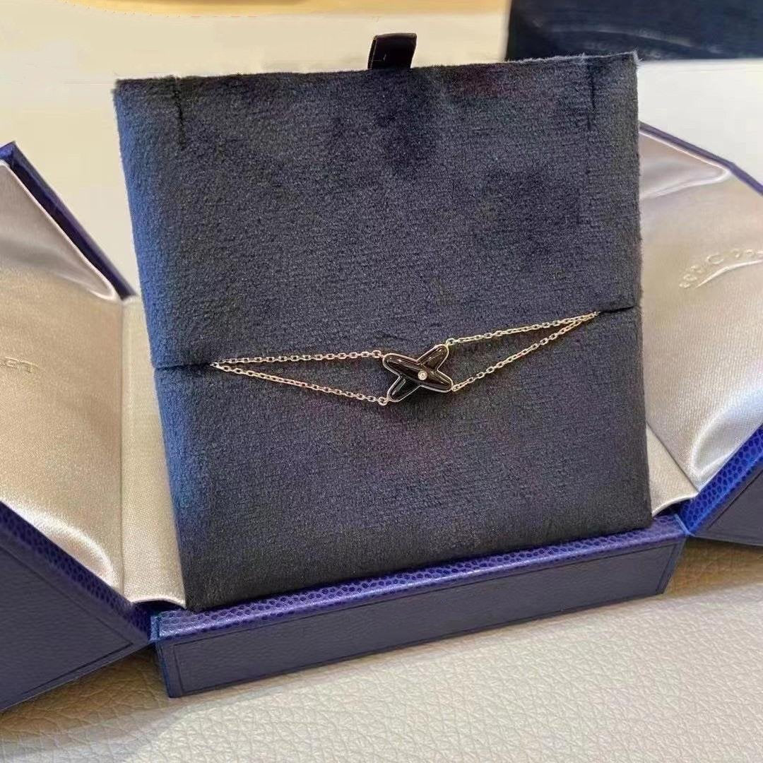 [Cadisa]JEUX BRACELET ONYX PINK GOLD 1 DIAMOND