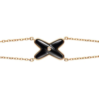[Cadisa]JEUX BRACELET ONYX PINK GOLD 1 DIAMOND