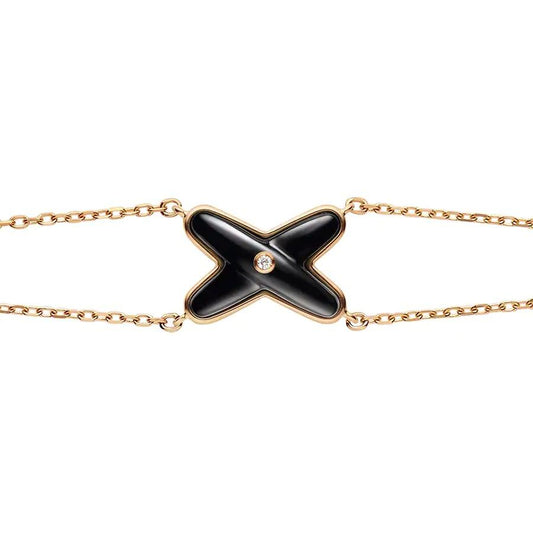 [Cadisa]JEUX BRACELET ONYX PINK GOLD 1 DIAMOND
