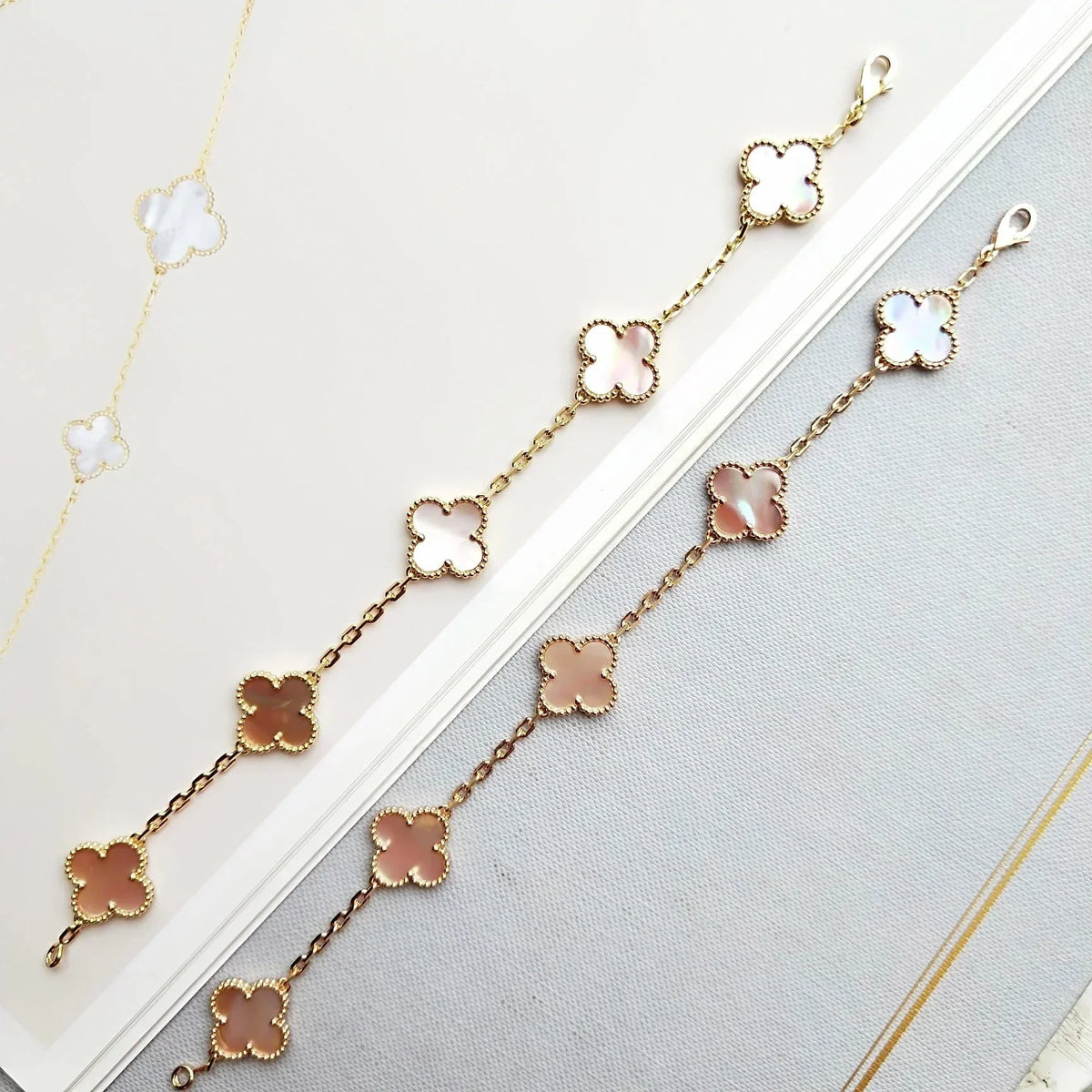 [Cadisa] CLOVER 5 MOTIFS  PINK MOP BRACELET COLLECTION