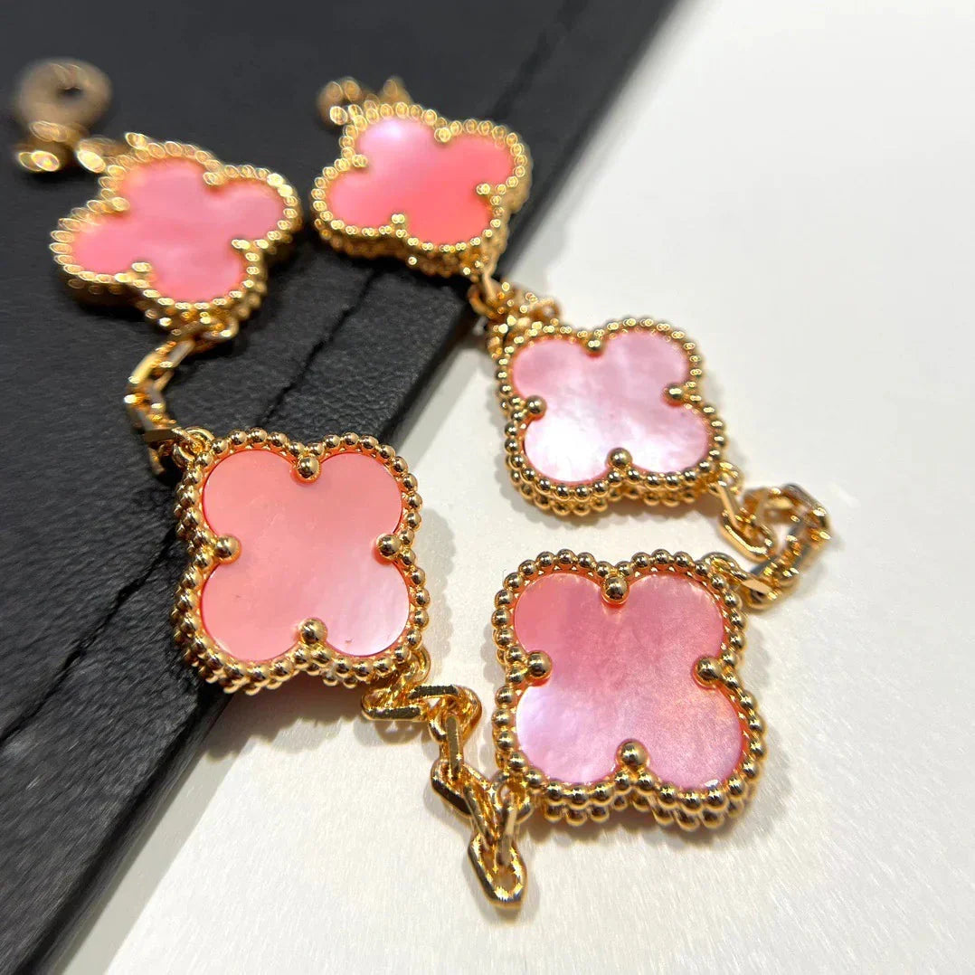 [Cadisa] CLOVER 5 MOTIFS  PINK MOP BRACELET COLLECTION
