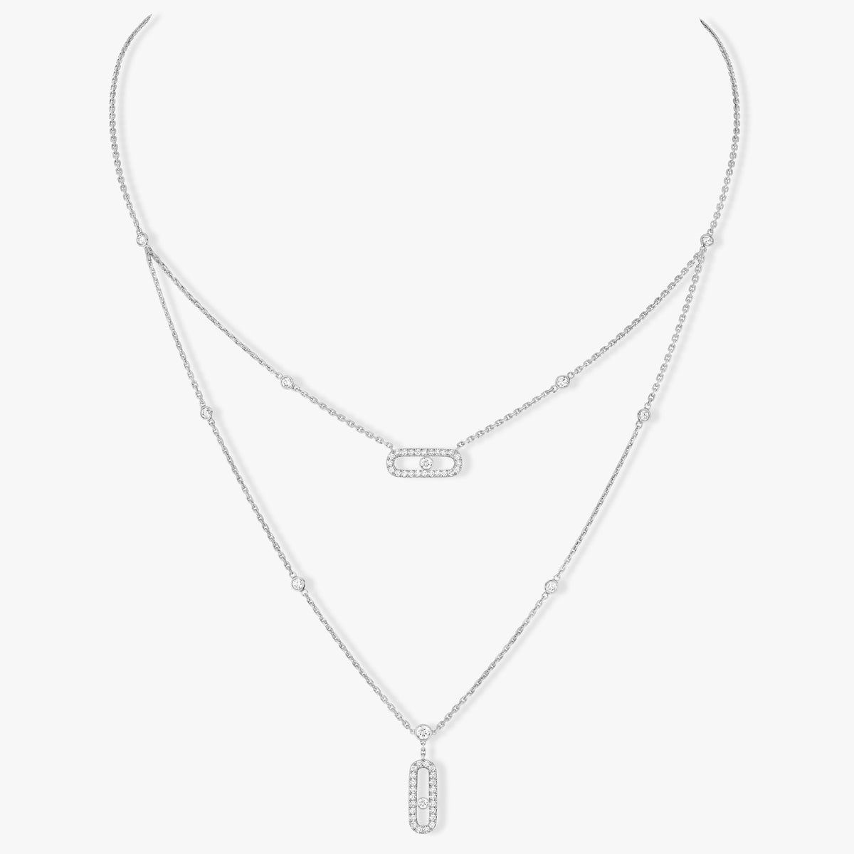 [Cadisa]MOVE 2 ROW DIAMOND NECKLACE