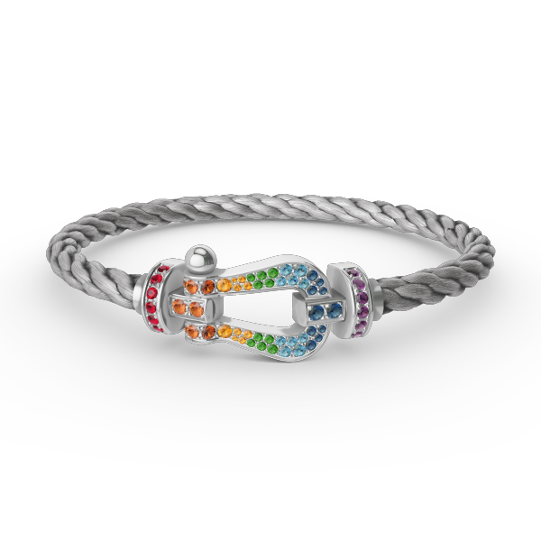 [Cadisa]FORC LARGE HORSESHOE  COLORED DIAMOND BRACELET SILVER