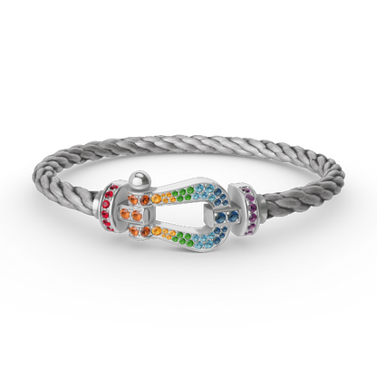 [Cadisa]FORC LARGE HORSESHOE  COLORED DIAMOND BRACELET SILVER