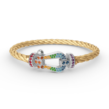 [Cadisa]FORC LARGE HORSESHOE  COLORED DIAMOND BRACELET SILVER